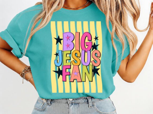 Big Jesus Fan Christian T-Shirt: A Vibrant Graphics Asset