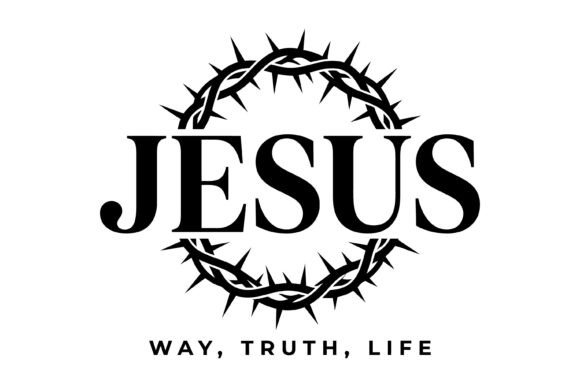 Jesus Crown of Thorns Typography for T-Shirt Designs & Graphics