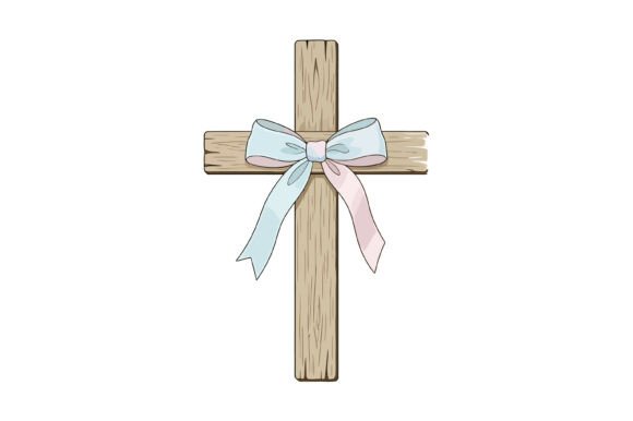 Wooden Cross with Bow: A Versatile Christian Design